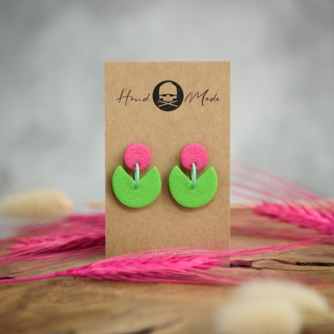 Kolczyki Hanna - zielono-różowe