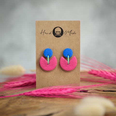 Kolczyki Hanna - różowe-niebieskie
