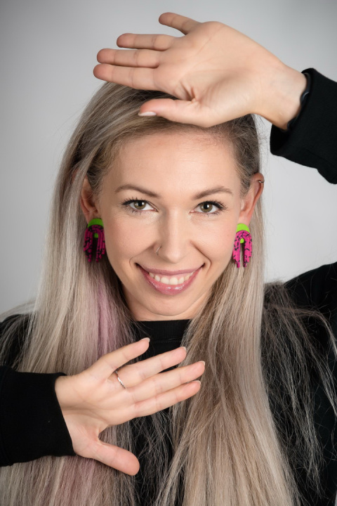 Kolczyki Helga - różowo-zielone Kolczyki Helga - różowo-zielone