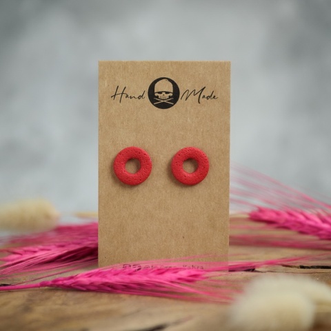 Kolczyki Donuts - ciemny czerwony