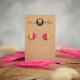 Kolczyki Dots Half - różowe-zielonkawe