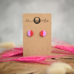 Kolczyki Dots Half - fioletowo-czerwone