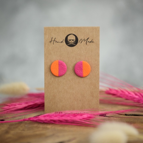 Kolczyki Dots M - poamarńczowo-różowe