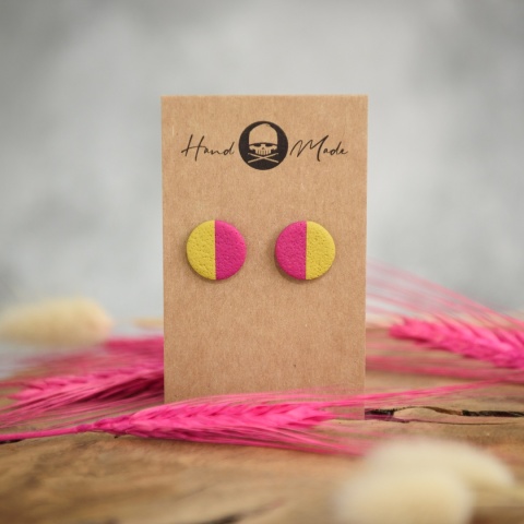 Kolczyki Dots M - różowo-zielonkawe