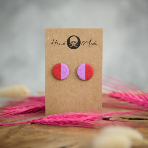 Kolczyki Dots M - czerwono-fioltowe