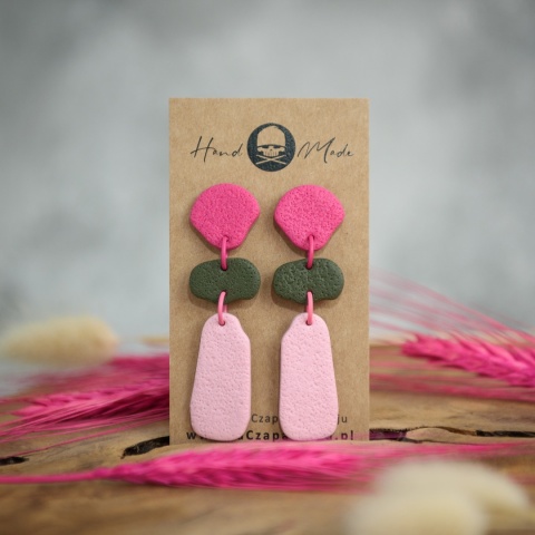 Kolczyki Tamara - różowo-oliwkowe